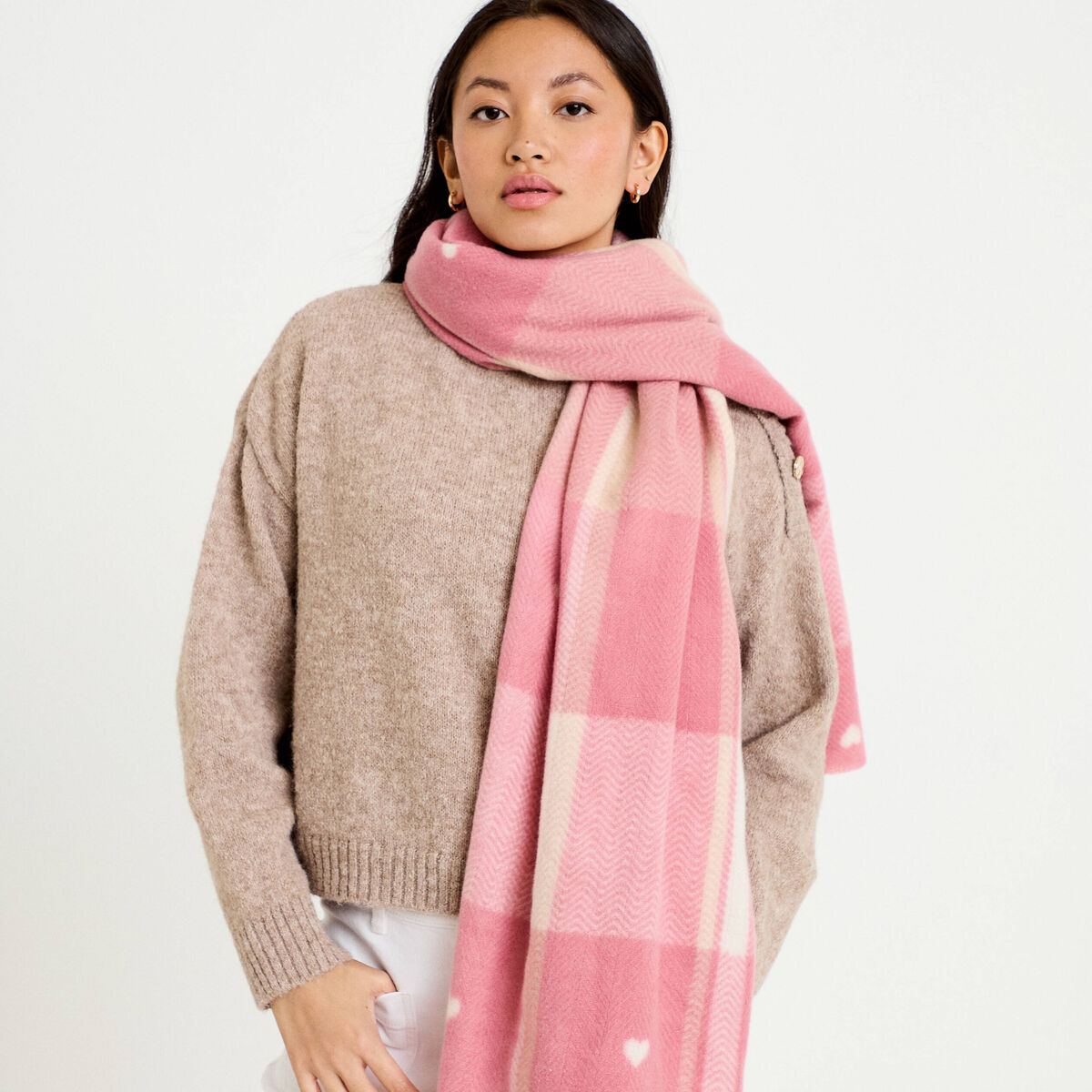 &Eacute;charpe plaid rose fushia femme