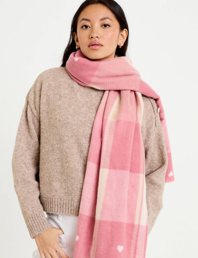 &Eacute;charpe plaid rose fushia femme