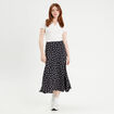 Jupe midi évasée fluide noir femme