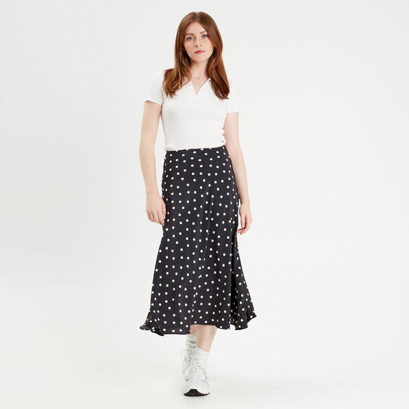 jupe midi evasee fluide noir femme Jupe midi évasée fluide noir femme