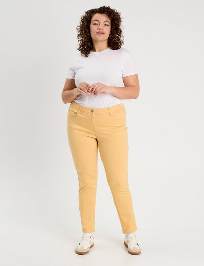 Jeans slim 5 poches jaune clair femme