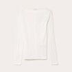 T-shirt cintr&eacute; col rond manches longues blanc femme