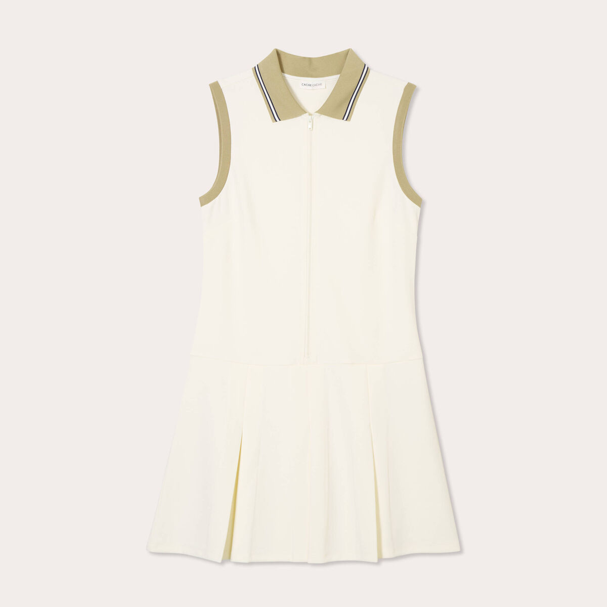 Robe trap&egrave;ze sans manches ecru femme