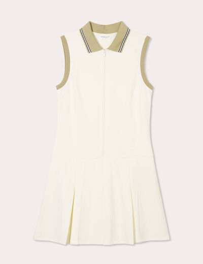 Robe trapèze sans manches ecru femme
