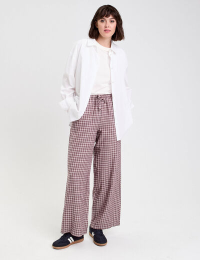 Pantalon large taille standard blanc femme