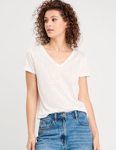 T-shirt noeuds dos ecru femme