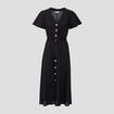 Robe boutonnée à manches courtes noir femme