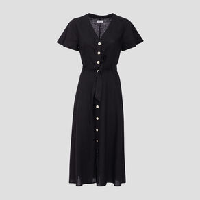 robe boutonnee a manches courtes noir femme Robe boutonnée à manches courtes noir femme