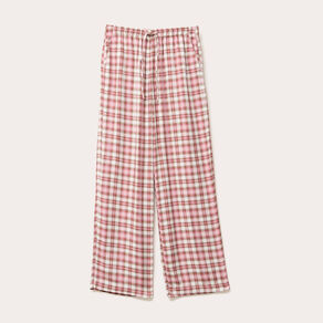 Pantalon large taille haute rose femme
