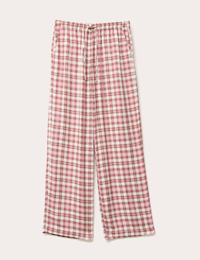 Pantalon large taille haute rose femme
