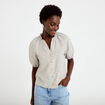 Blouse droite col v manches courtes gris femme