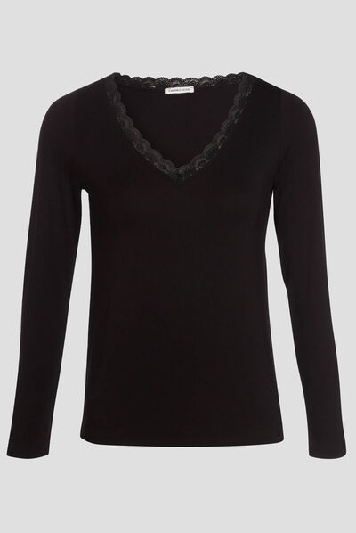T-shirt manches longues noir femme