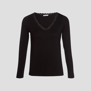 t shirt manches longues noir femme T-shirt manches longues noir femme