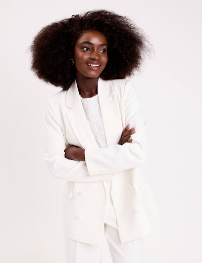 Blazer col classique manches longues ecru femme