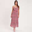 Robe longue &eacute;vas&eacute;e rose femme