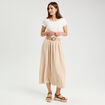 Robe longue évasée 2-en-1 beige femme