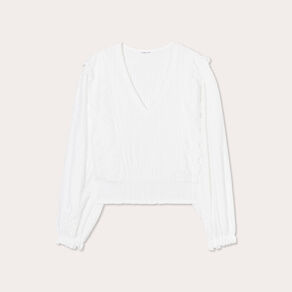blouse manches longues smockee ecru femme Blouse manches longues smockée ecru femme