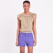 T-shirt manches courtes smocké vert femme