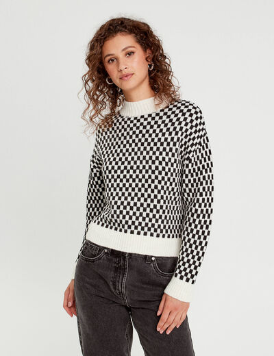 Pull col montant noir femme