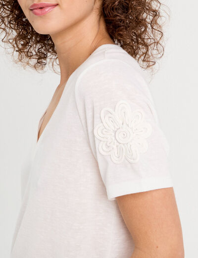 T-shirt manches courtes ecru femme