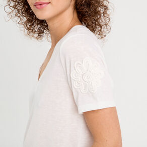 t shirt manches courtes ecru femme T-shirt manches courtes ecru femme