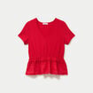 Blouse droite col v manches courtes rouge femme