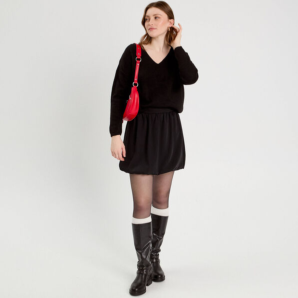 pull manches longues col en v noir femme Pull manches longues col en V noir femme