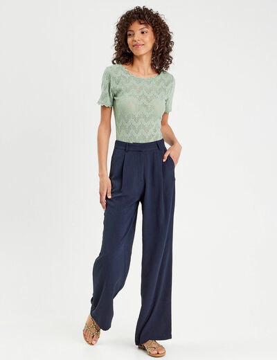 Body manches courtes dentelle vert olive femme