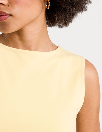 Débardeur cropped jaune clair femme