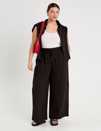 Pantalon large fluide noir femme