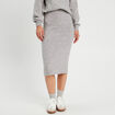 Jupe tricot midi droite gris clair femme