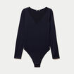 Body thermique col rond manches longues bleu marine femme