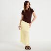 Jupe longue droite en dentelle jaune clair femme