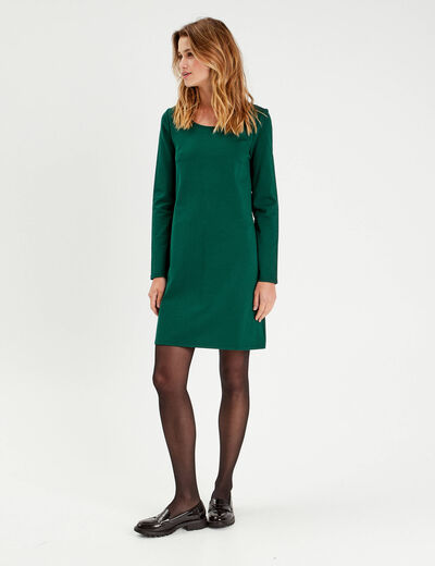 Robe évasée dos ouvert vert foncé femme