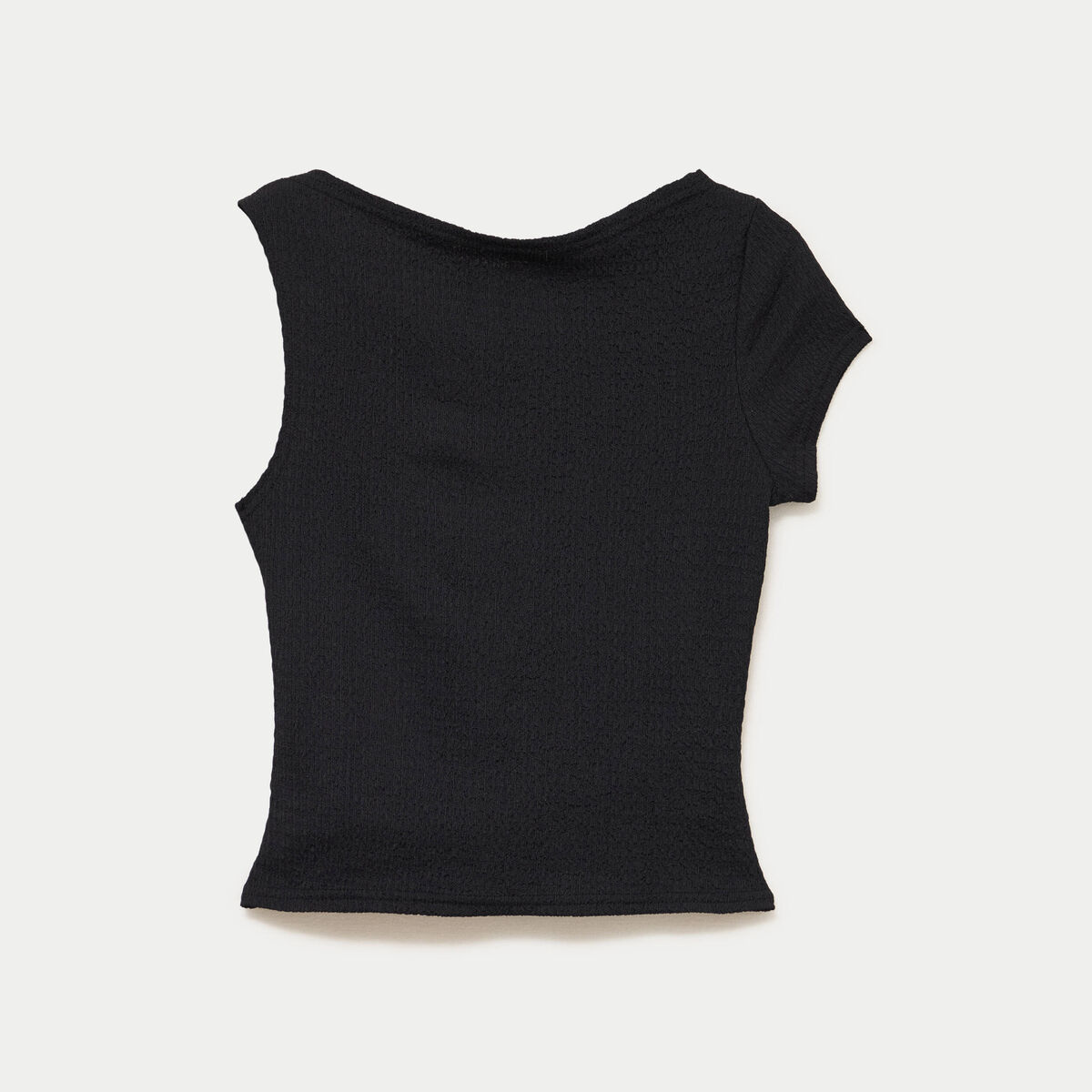 Top asym&eacute;trique d&eacute;tail bijou noir femme