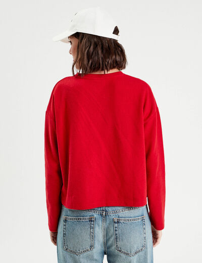 Sweat manches longues rouge femme