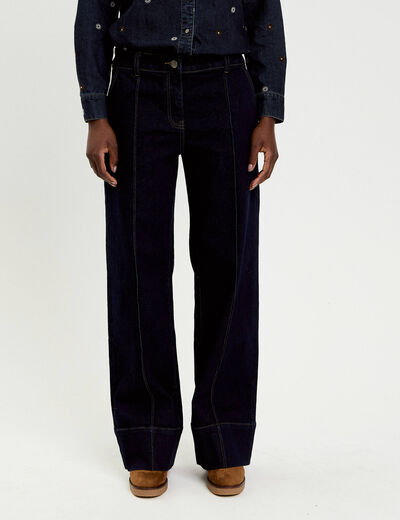 Jean wide leg taille standard denim brut femme