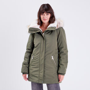 parka droite avec capuche vert kaki femme Parka droite avec capuche vert kaki femme