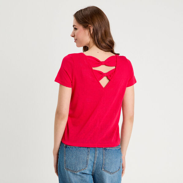 t shirt noeuds dos rose vif femme T-shirt noeuds dos rose vif femme