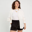 Short regular contenant du lin noir femme