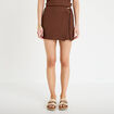 Jupe-short courte &eacute;vas&eacute;e en maille marron femme