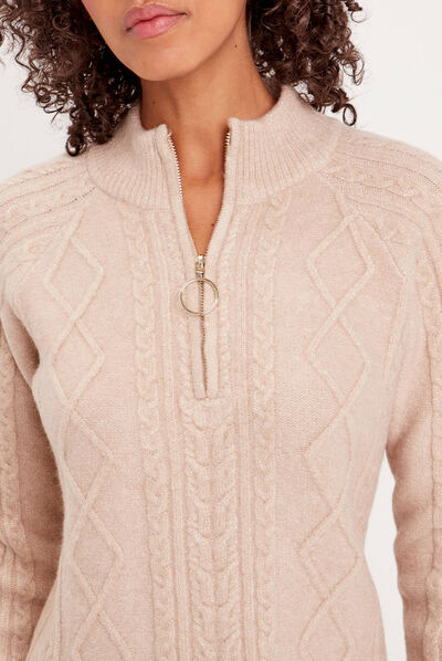 Robe pull col camionneur sable femme