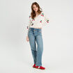 Gilet court brodé ecru femme