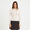 T-shirt ajust&eacute; col roul&eacute; dentelle ecru femme