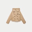 Trench droit court &agrave; capuche amovible beige femme
