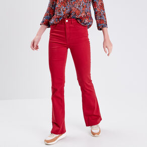 jeans flare taille haute rouge fonce femme Jeans flare taille haute rouge foncé femme
