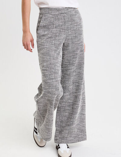 Pantalon large en tweed gris femme