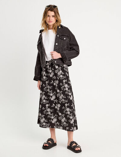 Jupe longue évasée noir femme