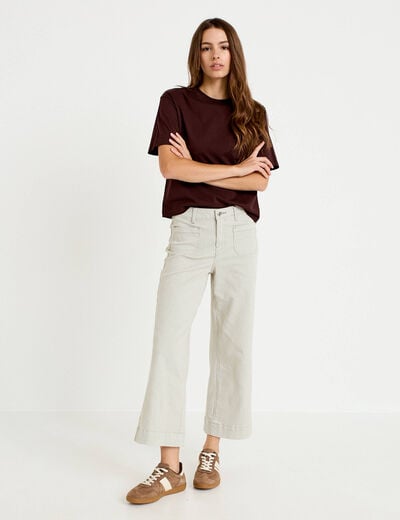 Jean flare cropped taille haute vert kaki femme