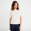 T-shirt &agrave; motif manches courtes blanc femme